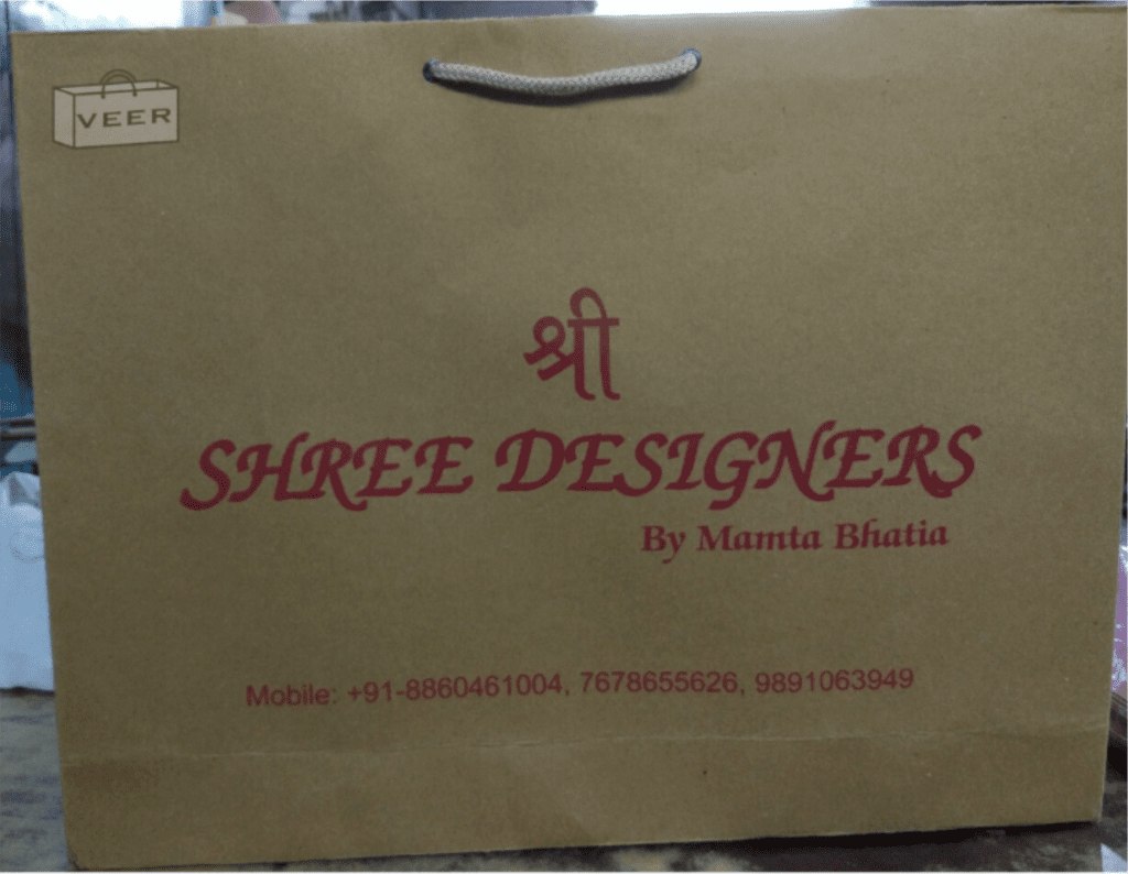 KRAFT PAPER BAG WITH RED PRINTING