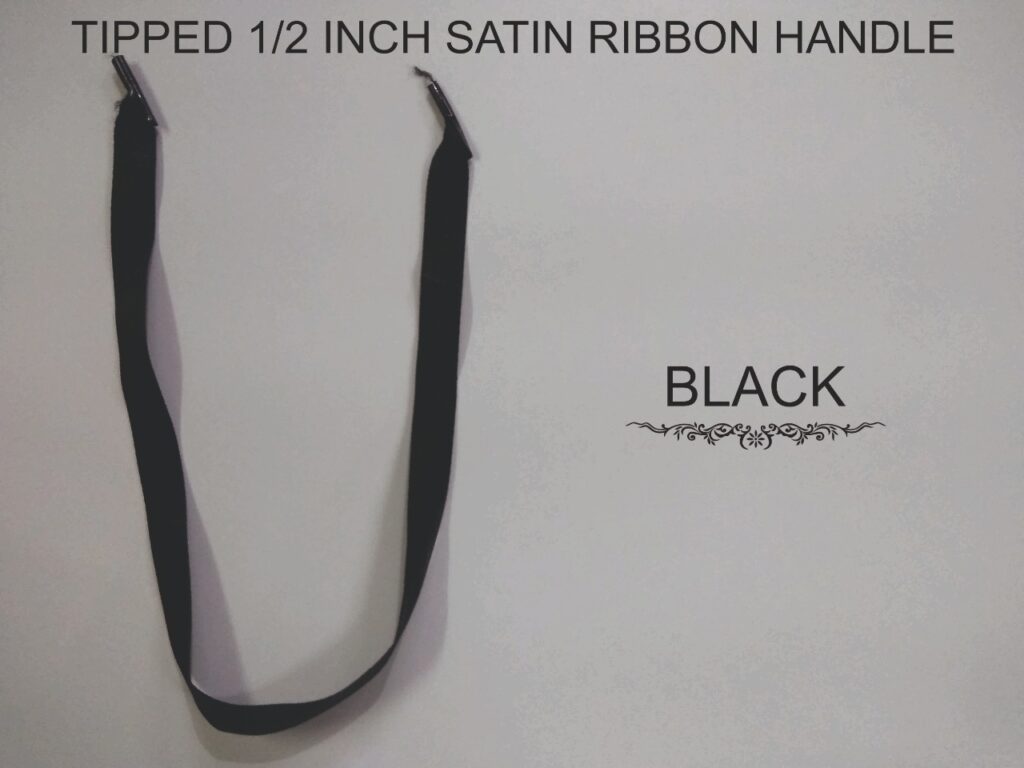 TIPPED SATIN RIBBON HALF INCH BLACK