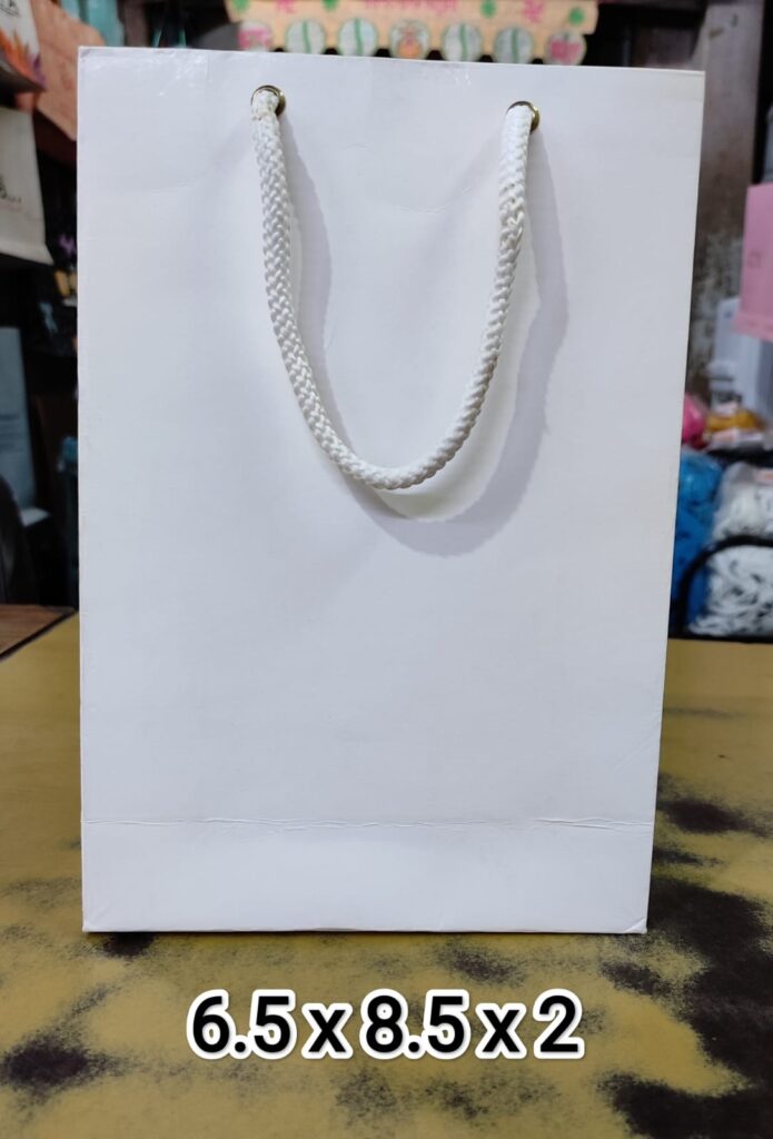 6.5x8.5x2 white paper bag