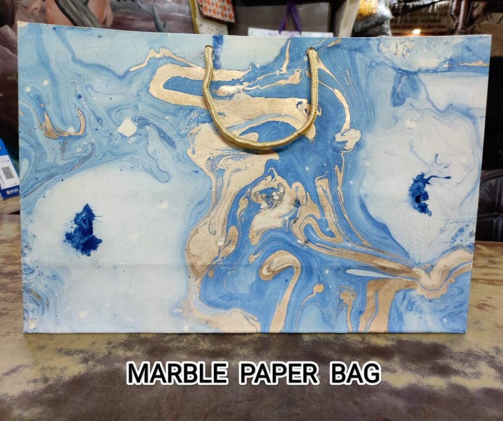 blue marble paper bag