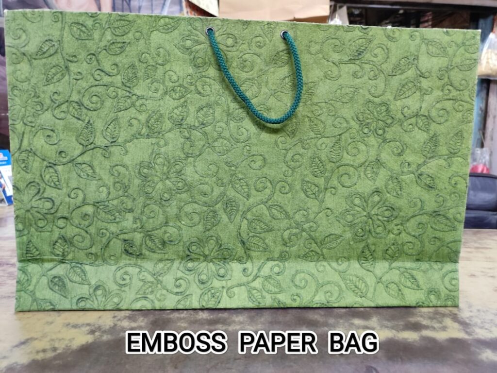 green emboss handmade paper bag