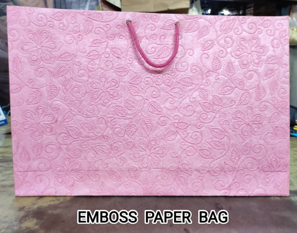 pink emboss paper bag