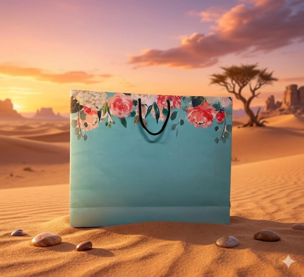 multivolor floral design laminated paper bag