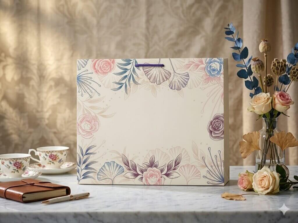 floral design multi color paper bag