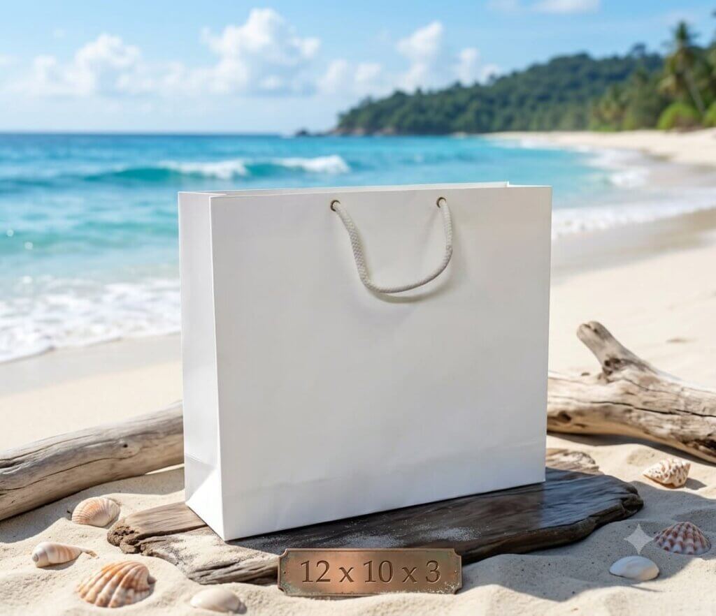 WHITE PAPER CARRY BAG 12X10X3