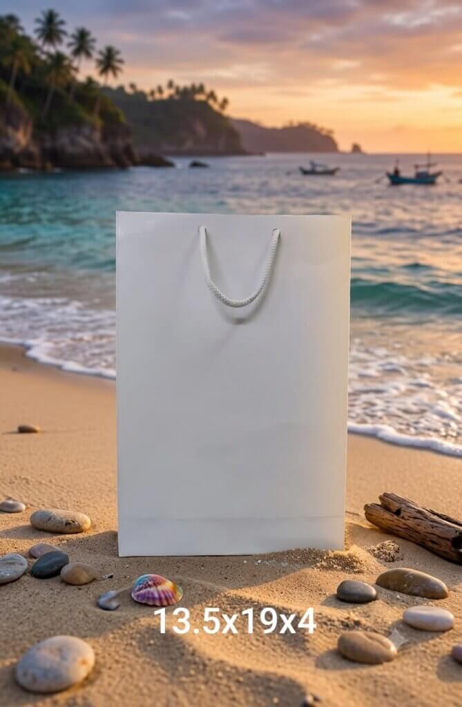13.5X19X4 WHITE PAPER BAG S.B.S